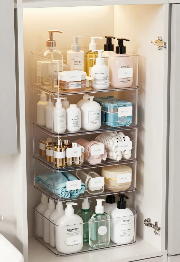 10 Bathroom Closet Ideas for Extra Hidden Storage 48 10 Bathroom Closet Ideas for Extra Hidden Storage 8. Clear Storage Containers 0