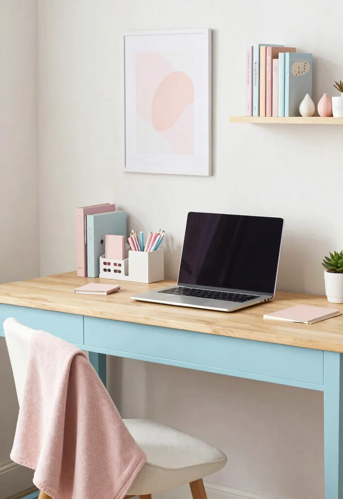 10 Cute Office Ideas with Soft Personal Touches 1 10 Cute Office Ideas with Soft Personal Touches 1. Sweet Pastel Palette 0 1