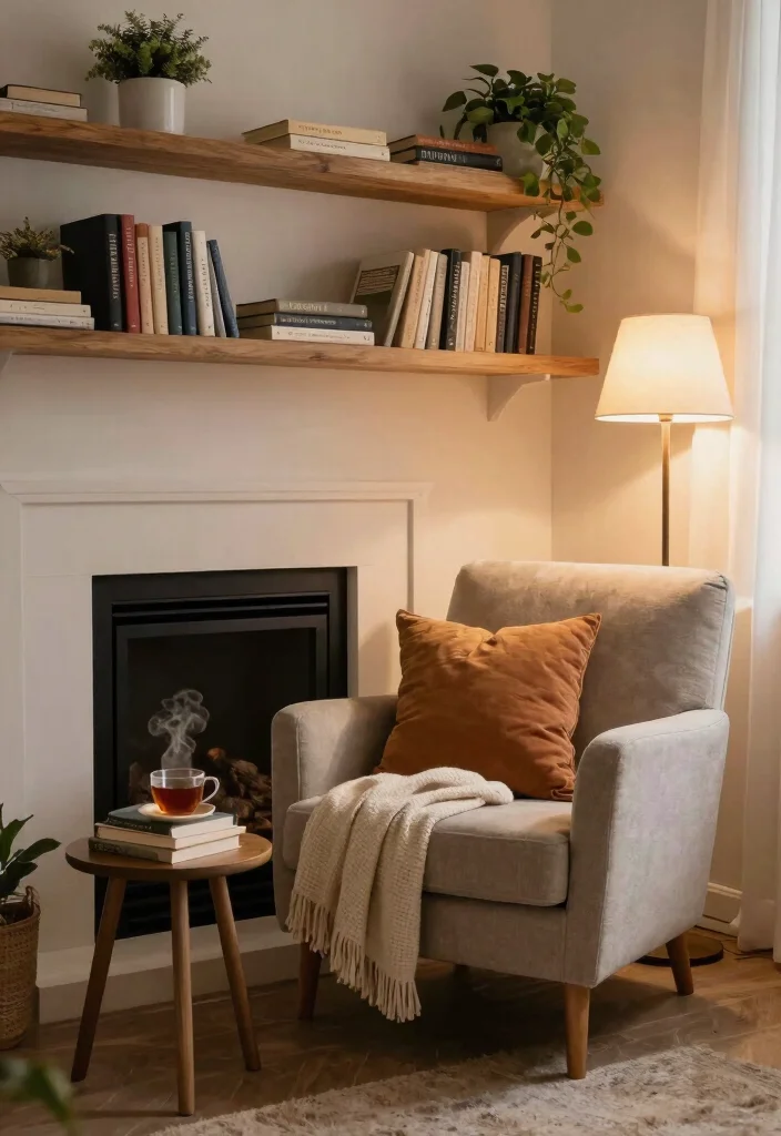 10 Empty Fireplace Ideas to Style Unused Spaces 1. Create a Cozy Reading Nook 0