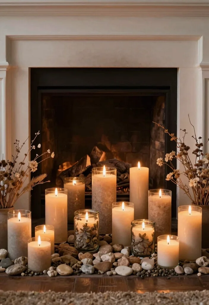 10 Empty Fireplace Ideas to Style Unused Spaces 2. Fill with Eco Friendly Candles 0