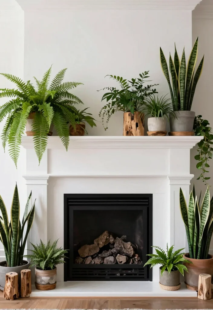10 Empty Fireplace Ideas to Style Unused Spaces 3. Use as a Plant Display 0