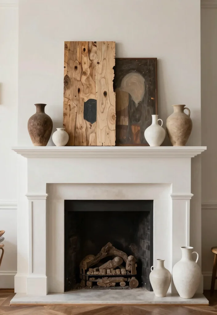 10 Empty Fireplace Ideas to Style Unused Spaces 7. Showcase Art or Sculptures 0