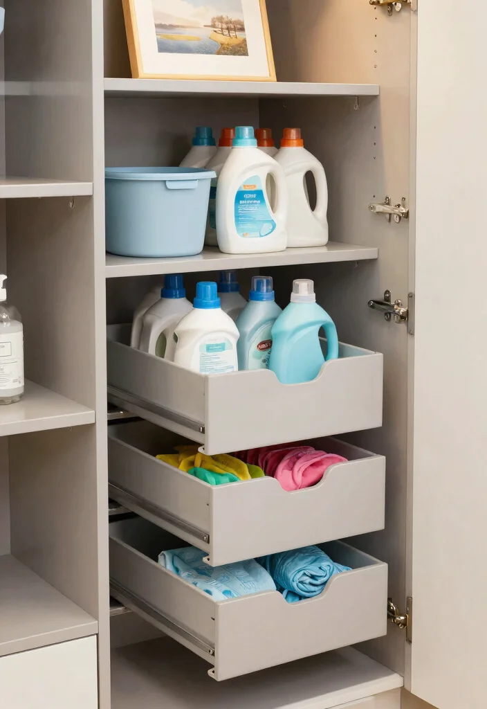 10 Laundry Closet Ideas to Keep Small Spaces Neat 4. Pull Out Shelves and Drawers 0