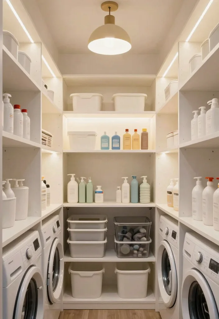 10 Laundry Closet Ideas to Keep Small Spaces Neat 9. Smart Lighting Solutions 0