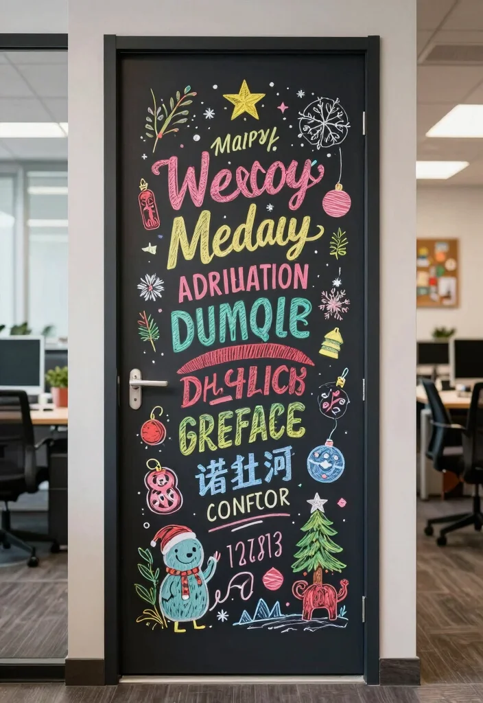10 Office Door Christmas Decorations Ideas for the Holidays 48 10 Office Door Christmas Decorations Ideas for the Holidays 8. Festive Messages with Eco Friendly Chalk Art 0 1