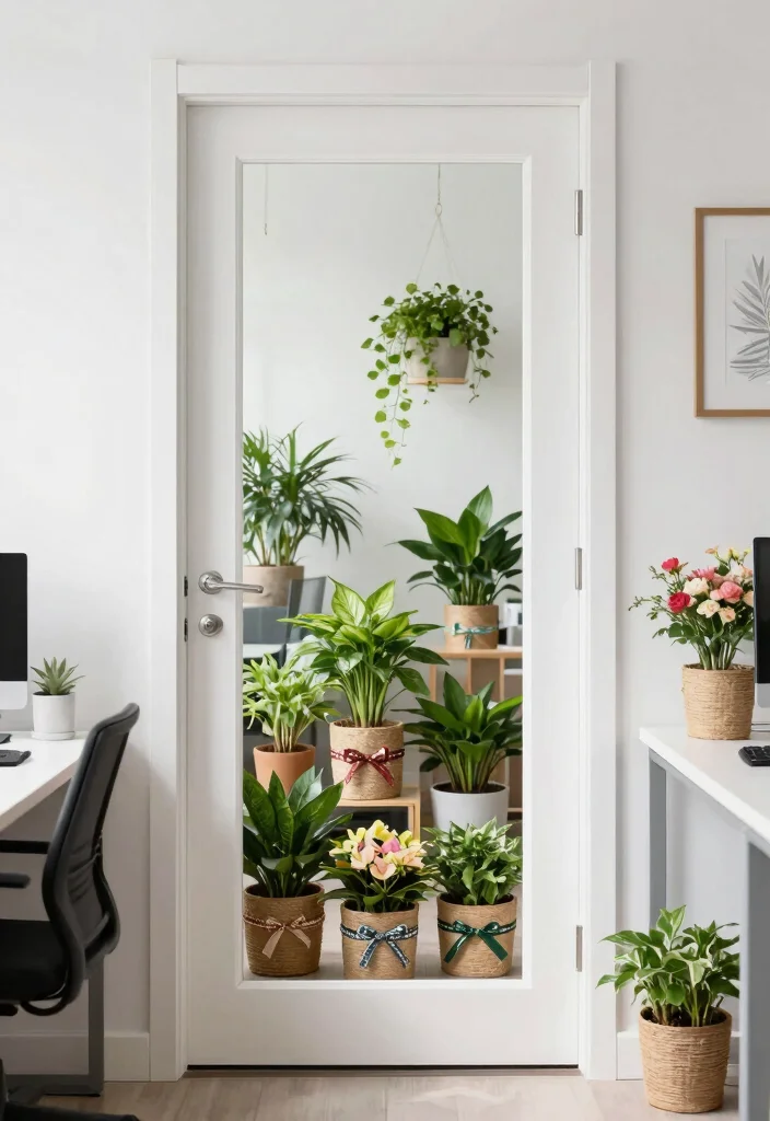 10 Office Door Christmas Decorations Ideas for the Holidays 49 10 Office Door Christmas Decorations Ideas for the Holidays 9. Plant Based Decor 0 1