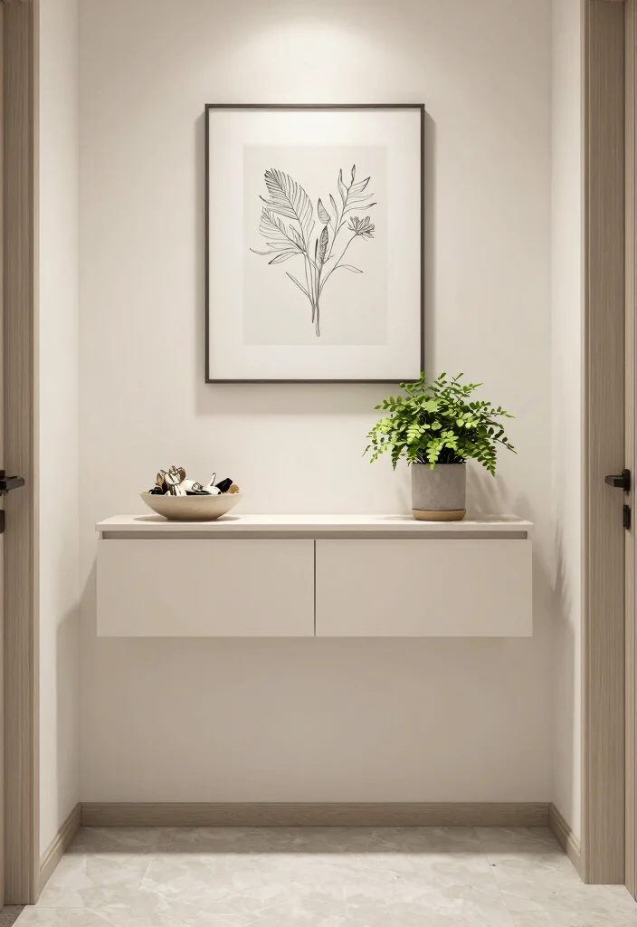 10 Small Entryway Ideas That Stay Functional and Uncluttered 25 10 Small Entryway Ideas That Stay Functional and Uncluttered 5. Floating Console Table 0