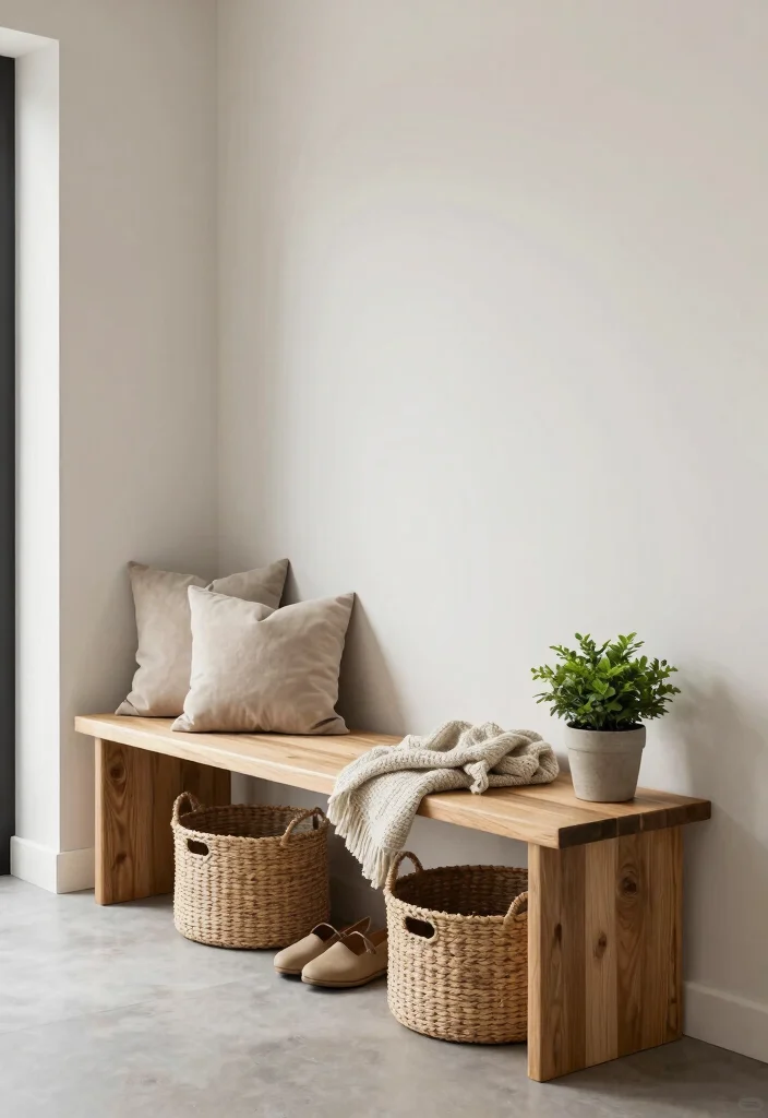 10 Small Front Entryway Ideas That Feel Inviting 1. Opt for a Minimalist Bench 0