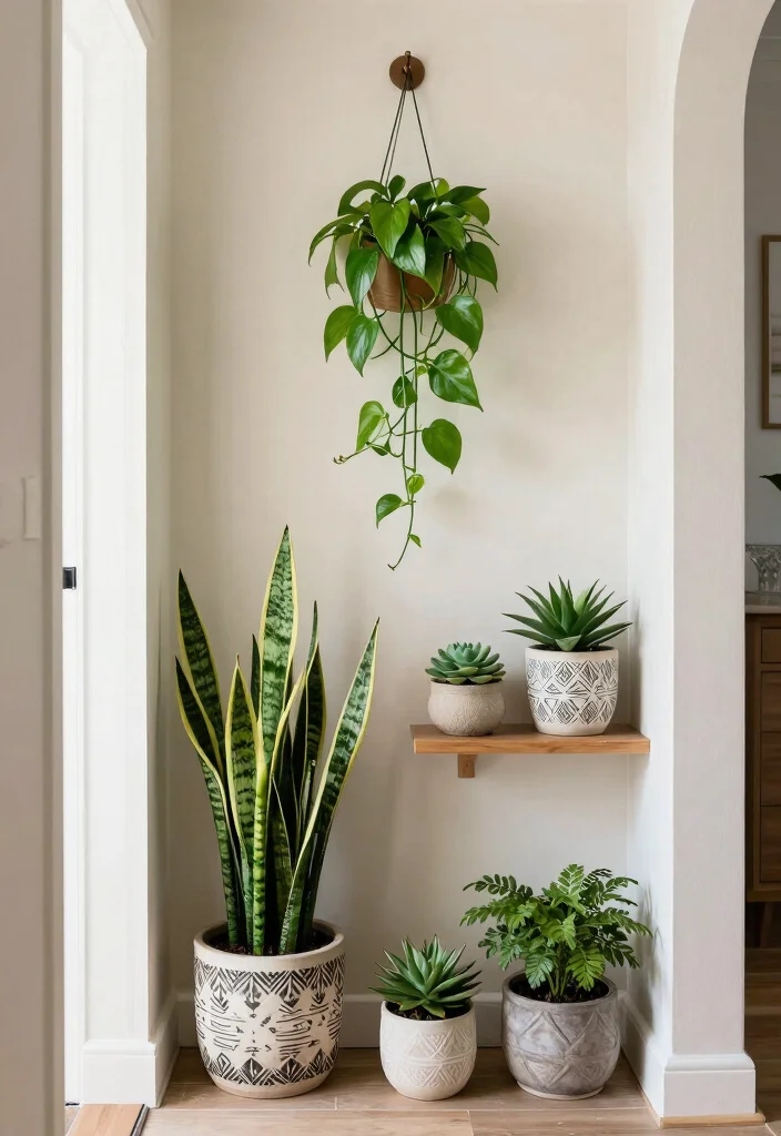 10 Small Front Entryway Ideas That Feel Inviting 5. Decorate with Greenery 0