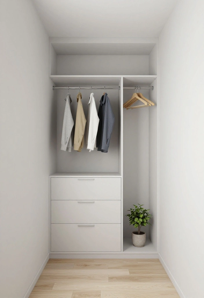 10 Tiny Walk In Closet Ideas That Still Work Well 1. Minimalist Magic 0