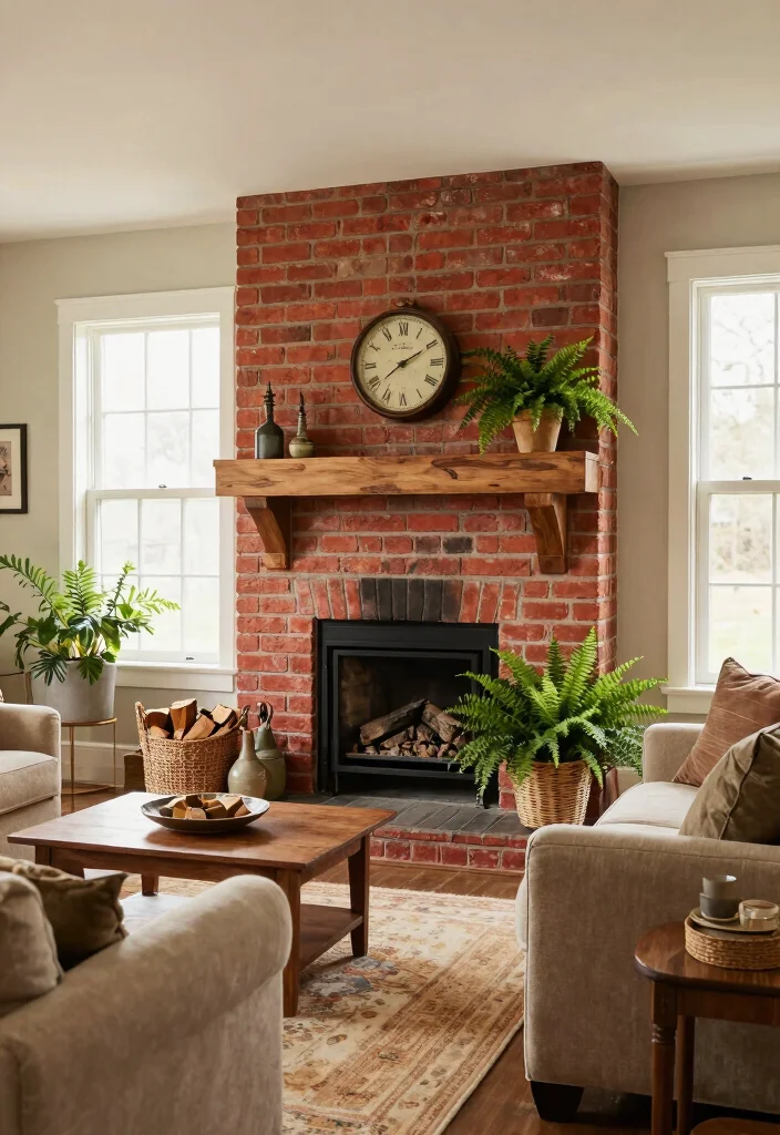 12 Brick Fireplace Ideas for Timeless Character 1 12 Brick Fireplace Ideas for Timeless Character 1. Traditional Red Brick Elegance 0