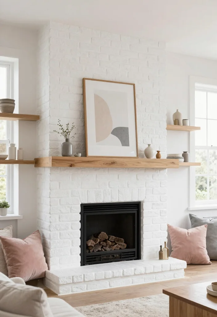 12 Brick Fireplace Ideas for Timeless Character 12 12 Brick Fireplace Ideas for Timeless Character 2. Chic Whitewashed Finish 0