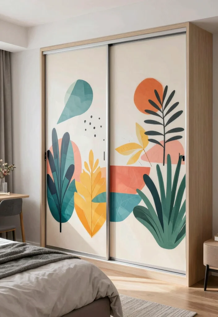 12 Closet Door Ideas to Instantly Refresh Any Bedroom 50 12 Closet Door Ideas to Instantly Refresh Any Bedroom 10. Artistic Sliding Doors with Artwork 0