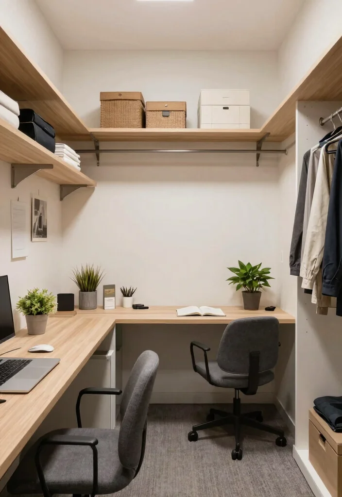 12 Closet Office Ideas for Hidden Workspaces 27 12 Closet Office Ideas for Hidden Workspaces 7. Shared Space Solution 0
