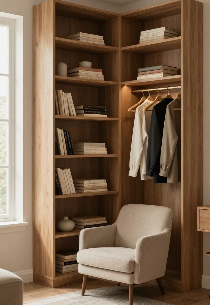 12 Corner Closet Ideas for Awkward Bedroom Layouts 56 12 Corner Closet Ideas for Awkward Bedroom Layouts 6. Corner Bookshelf Closets 0