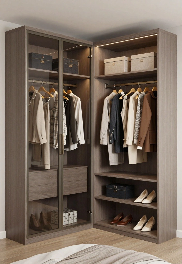 12 Corner Closet Ideas for Awkward Bedroom Layouts 59 12 Corner Closet Ideas for Awkward Bedroom Layouts 9. Corner Display Closets 0