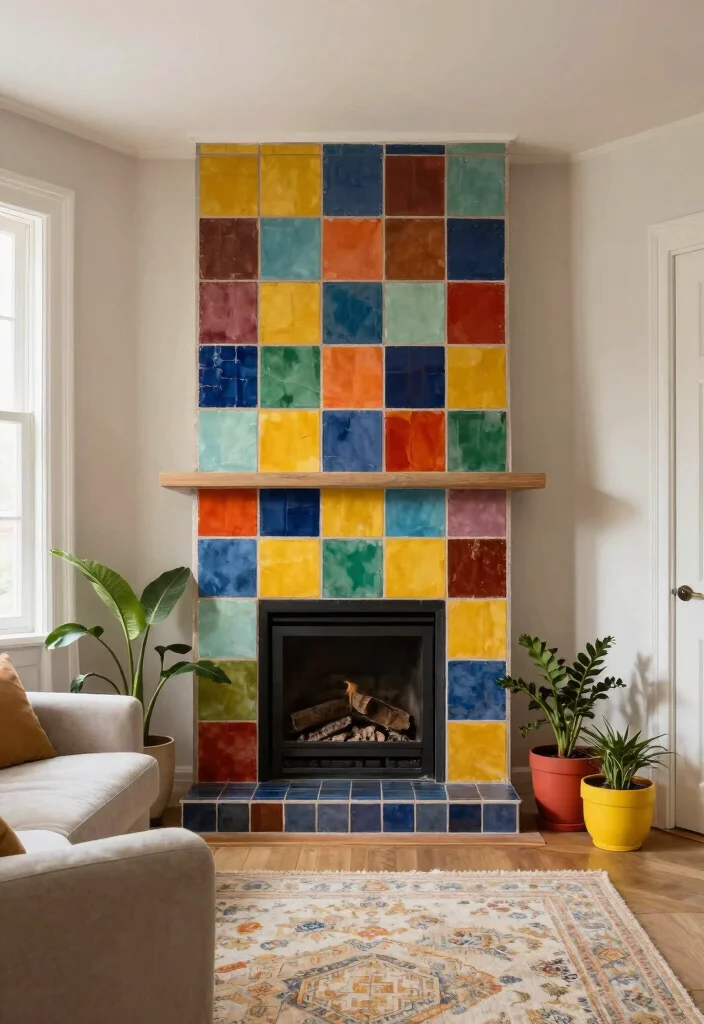 12 Corner Fireplace Ideas That Save Space 11. Colorful Accented Fireplaces 0