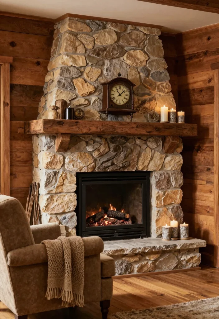 12 Corner Fireplace Ideas That Save Space 2. Rustic Charm 0