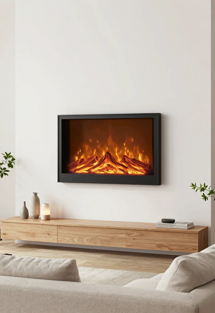 12 Electric Fireplace Ideas for Easy Modern Warmth 1. Minimalist Wall Mounted Electric Fireplace 0
