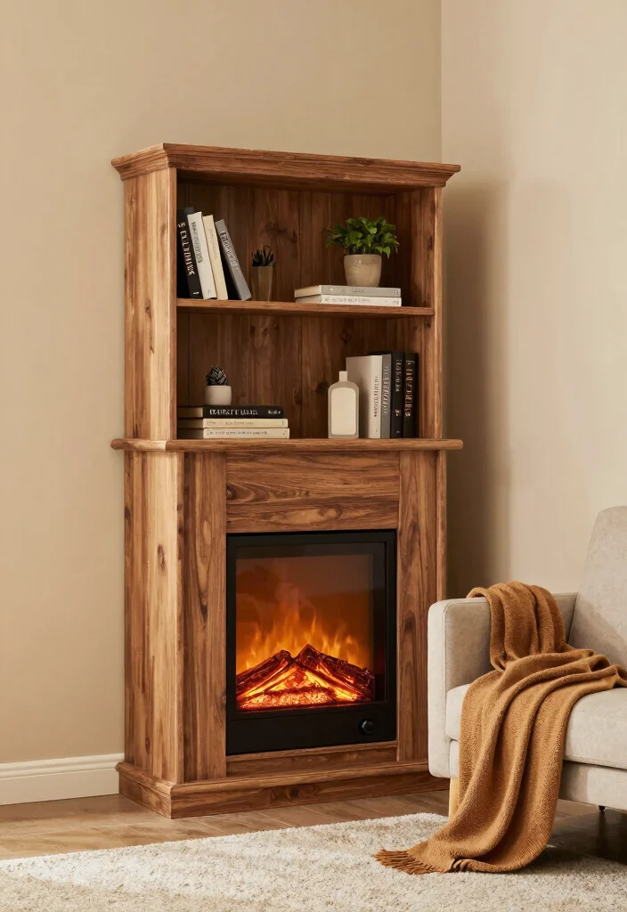 12 Electric Fireplace Ideas for Easy Modern Warmth 2. Corner Electric Fireplace with Built in Shelving 0