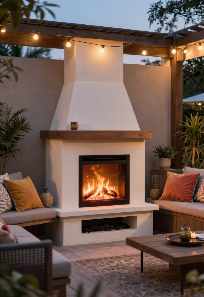 12 Electric Fireplace Ideas for Easy Modern Warmth 7. Outdoor Electric Fireplace for a Cozy Patio 0
