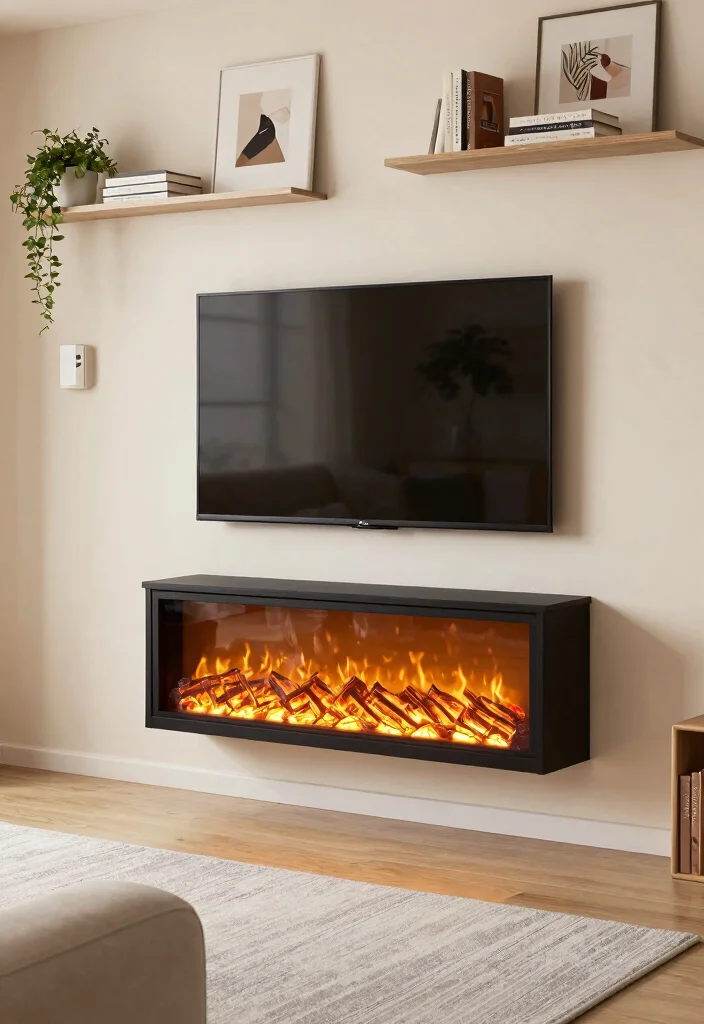 12 Electric Fireplace Ideas with TV for Small Living Rooms 1 12 Electric Fireplace Ideas with TV for Small Living Rooms 1. Wall Mounted Charisma 0