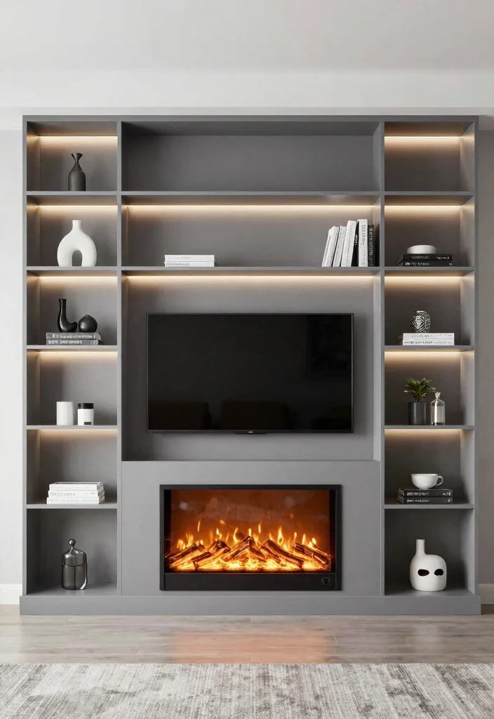 12 Electric Fireplace Ideas with TV for Small Living Rooms 24 12 Electric Fireplace Ideas with TV for Small Living Rooms 4. Sleek Media Wall 0