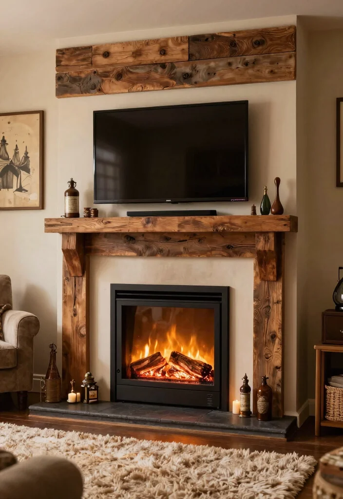 12 Electric Fireplace Ideas with TV for Small Living Rooms 35 12 Electric Fireplace Ideas with TV for Small Living Rooms 5. Rustic Charm 0