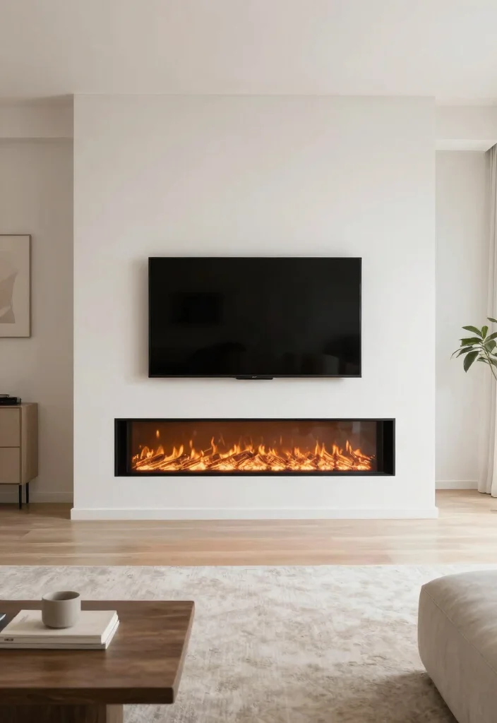 12 Electric Fireplace Ideas with TV for Small Living Rooms 48 12 Electric Fireplace Ideas with TV for Small Living Rooms 8. Floating Fireplace 0