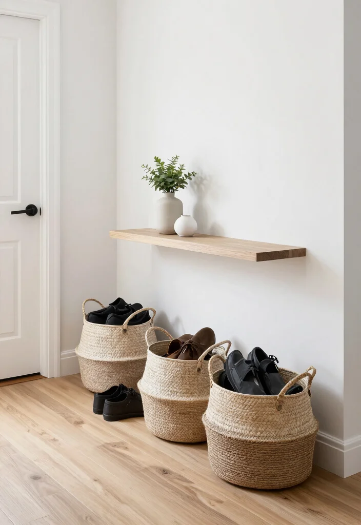 12 Entrance Entryway Ideas with Clear Flow 38 12 Entrance Entryway Ideas with Clear Flow 8. Decorative Baskets 0 1