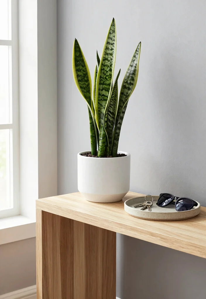 12 Entryway Table Decor Ideas That Look Polished 1. Minimalist Greenery 0