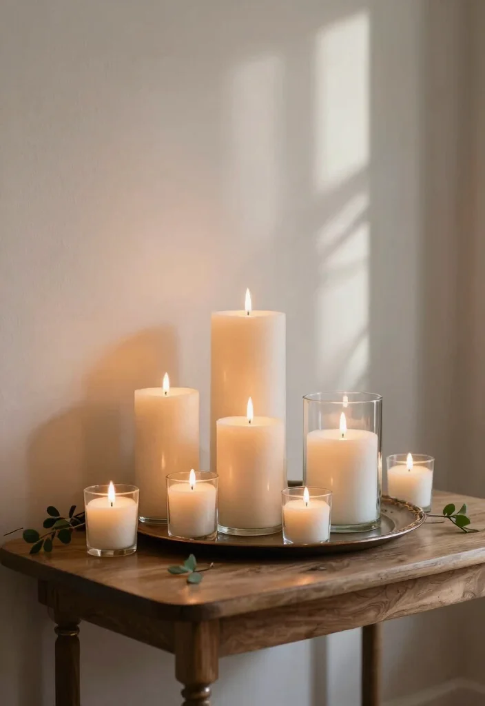 12 Entryway Table Decor Ideas That Look Polished 8. Candle Arrangements 0