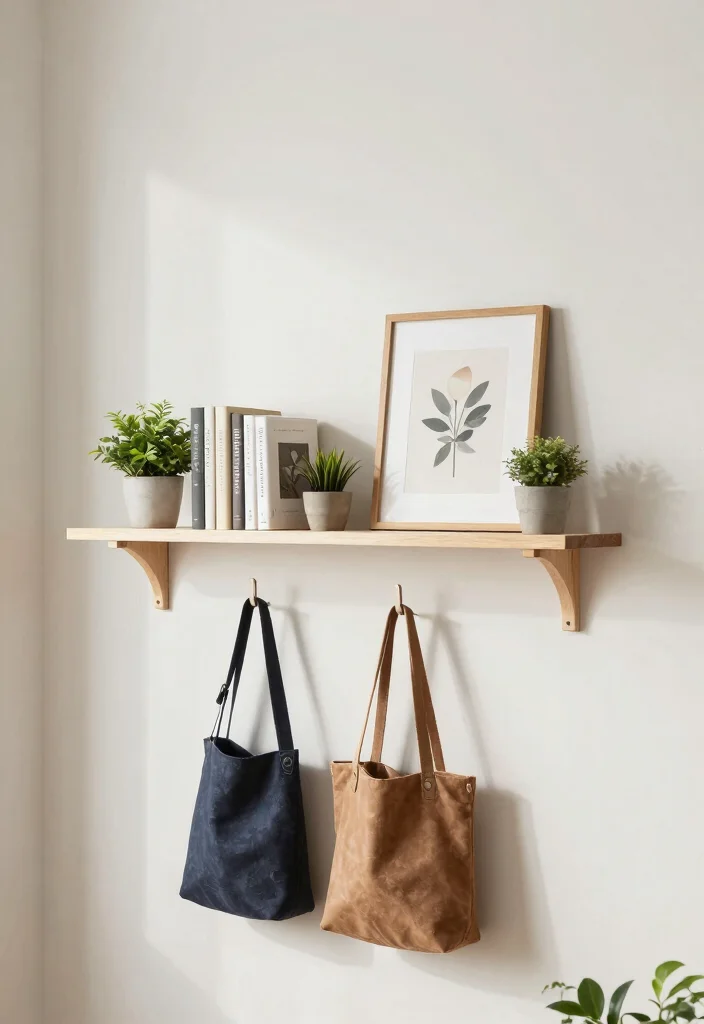 12 Entryway Table Ideas for Storage and Decor 3. Narrow Floating Shelves 0
