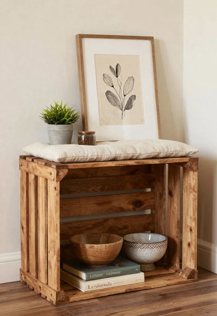12 Entryway Table Ideas for Storage and Decor 7. Repurposed Crate Table 0