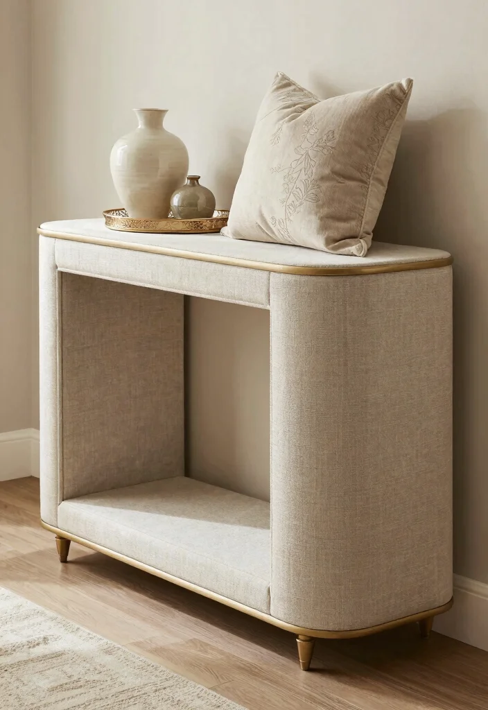 12 Entryway Table Ideas for Storage and Decor 8. Elegant Upholstered Table 0