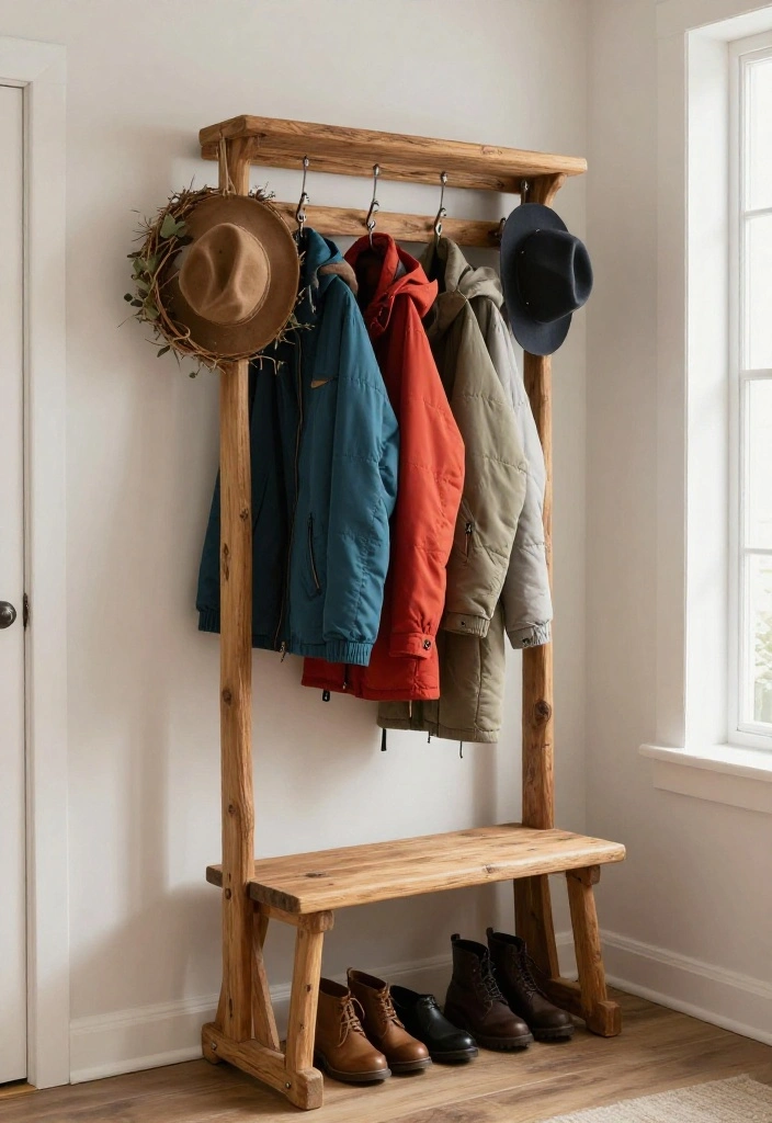 12 Farmhouse Entryway Ideas with Cozy Character 4. A Farmhouse Style Coat Rack 0