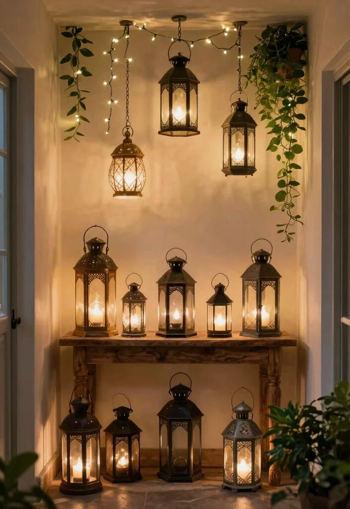 12 Farmhouse Entryway Ideas with Cozy Character 5. Vintage Lanterns for Ambiance 0