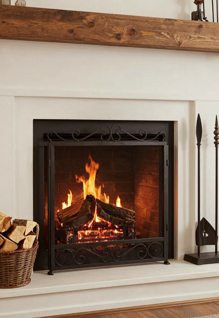 12 Fireplace Hearth Ideas for Cozy Details 51 12 Fireplace Hearth Ideas for Cozy Details 11. Functional Accessories with Style 0 1