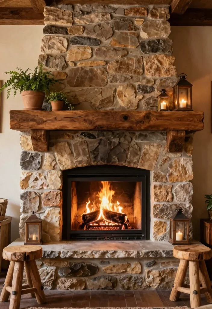 12 Fireplace Hearth Ideas for Cozy Details 2 12 Fireplace Hearth Ideas for Cozy Details 2. Natural Elements with Stone and Wood 0 1