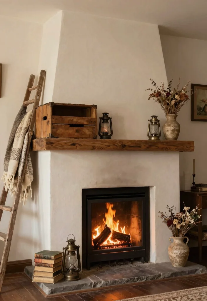 12 Fireplace Hearth Ideas for Cozy Details 4 12 Fireplace Hearth Ideas for Cozy Details 4. Vintage Finds and Antiques 0 1
