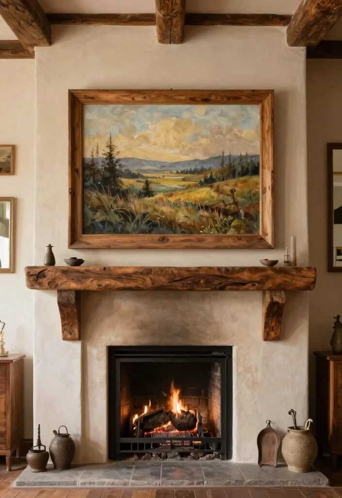 12 Fireplace Hearth Ideas for Cozy Details 37 12 Fireplace Hearth Ideas for Cozy Details 7. Inspirational Artwork Above the Mantel 0 1