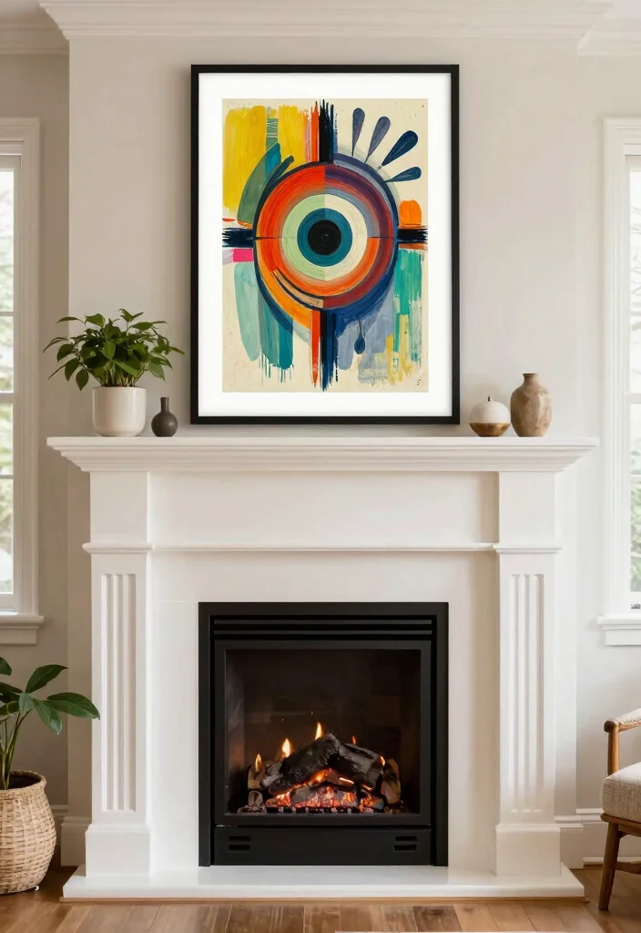 12 Fireplace Makeover Ideas to Refresh Old Designs 12. Artwork Above the Hearth 0