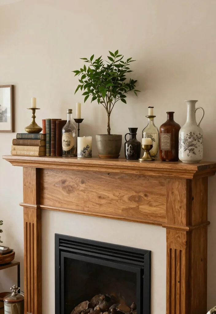 12 Fireplace Mantle Ideas for Classic and Modern Homes 4. Vintage Finds and Thrifted Treasures 0