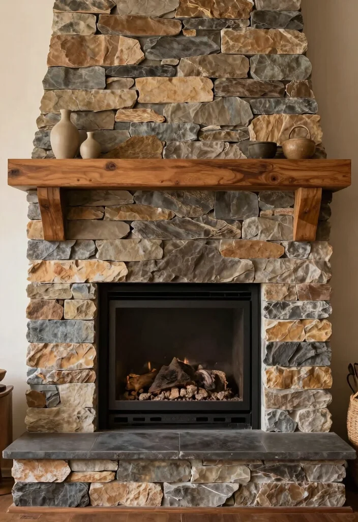 12 Fireplace Tile Ideas for Texture and Style 10. Stacked Slate Tiles 0