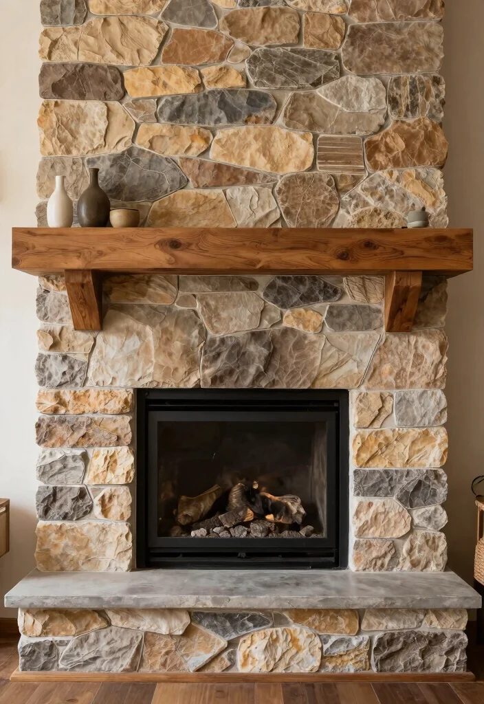 12 Fireplace Tile Ideas for Texture and Style 3. Rustic Stone Tiles 0