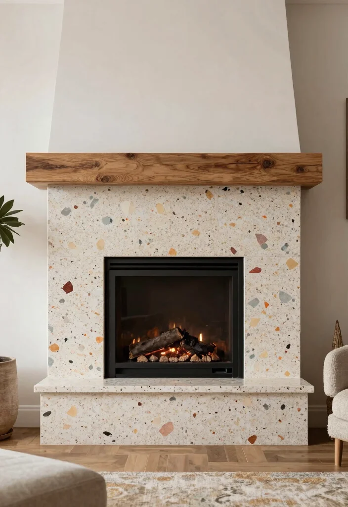 12 Fireplace Tile Ideas for Texture and Style 4. Textured Terrazzo Tiles 0