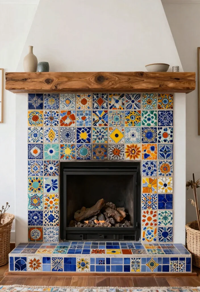 12 Fireplace Tile Ideas for Texture and Style 6. Mosaic Tiles 0