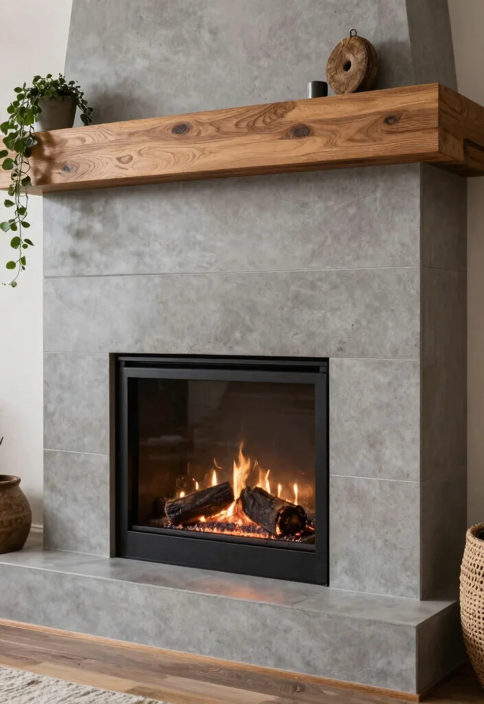 12 Fireplace Tile Ideas for Texture and Style 7. Concrete Tiles 0