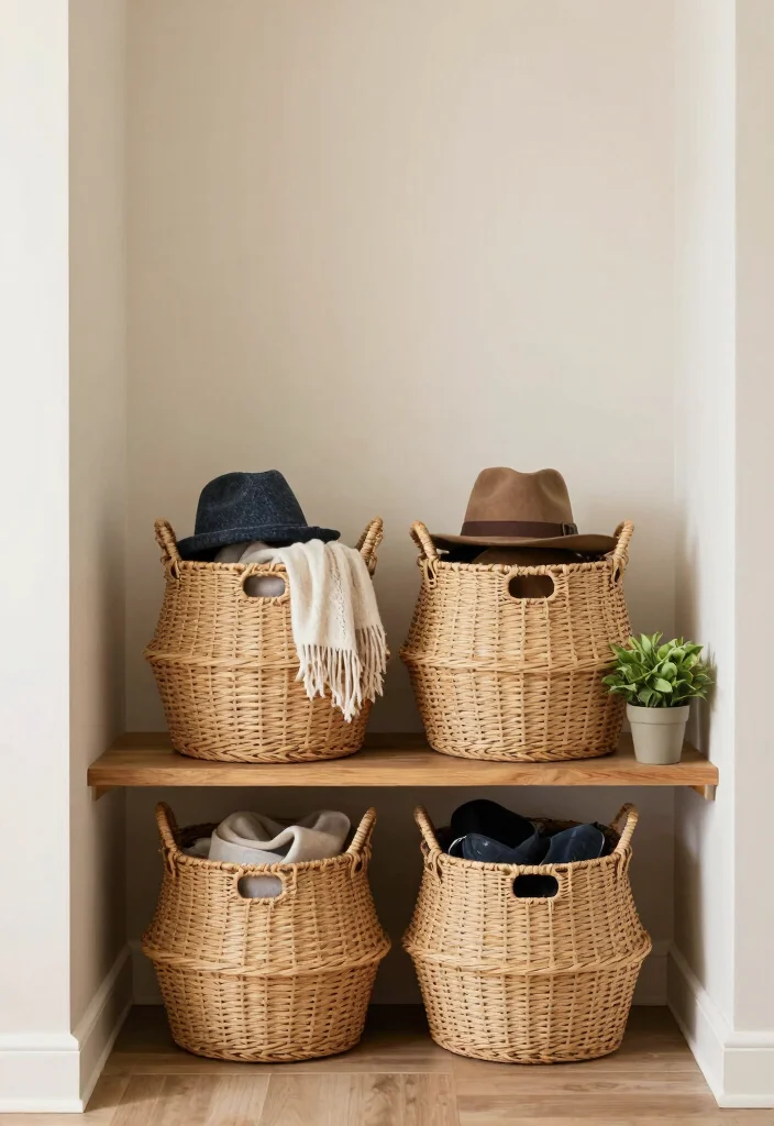 12 Front Entryway Ideas with Practical Storage 27 12 Front Entryway Ideas with Practical Storage 7. Baskets for Quick Storage 0