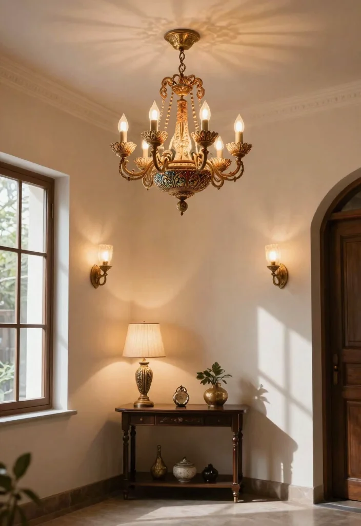 12 Indian Foyer Entryway Ideas with Cultural Style 38 12 Indian Foyer Entryway Ideas with Cultural Style 8. Creative Lighting Solutions 0